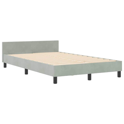 Letto a molle con testiera Grigio chiaro 120 x 190 cm Velluto