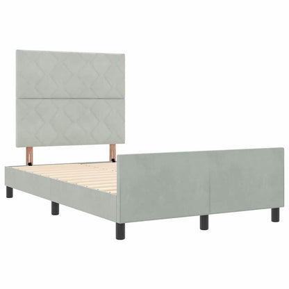 Letto a molle con testiera Grigio chiaro 120 x 190 cm Velluto