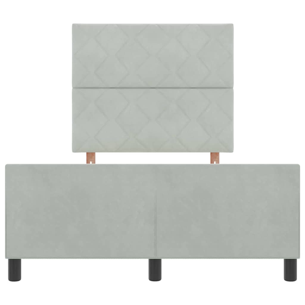 Letto a molle con testiera Grigio chiaro 120 x 190 cm Velluto