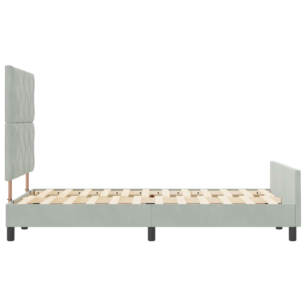 Letto a molle con testiera Grigio chiaro 120 x 190 cm Velluto