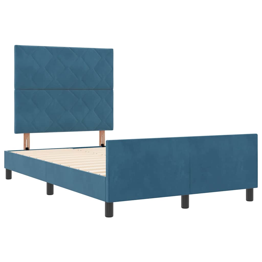 Letto a molle con testiera Blu Scuro 120 x 190 cm Velluto | homemem39