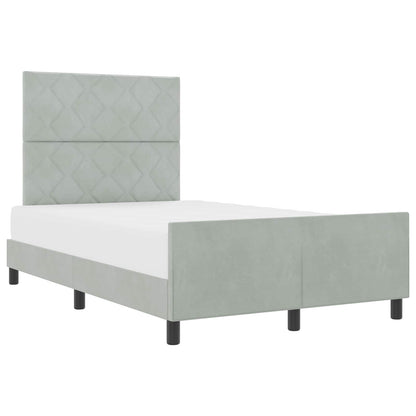 Letto a molle con testiera Grigio chiaro 120 x 200 cm Velluto