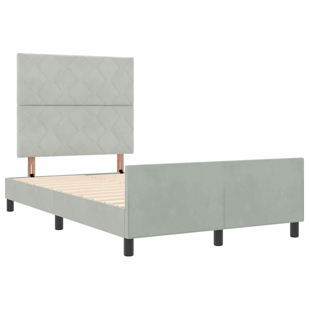 Letto a molle con testiera Grigio chiaro 120 x 200 cm Velluto