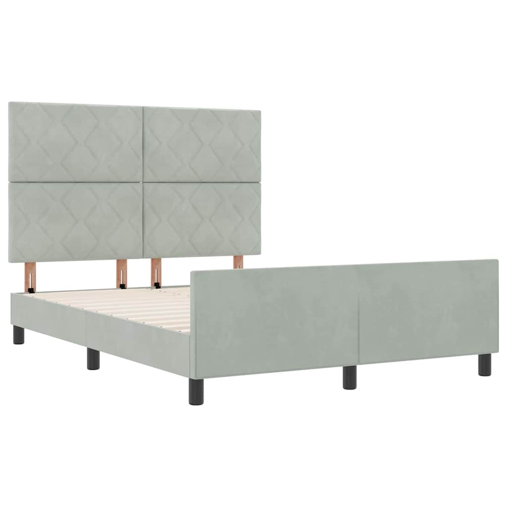 Letto a molle con testiera Grigio chiaro 140 x 190 cm Velluto