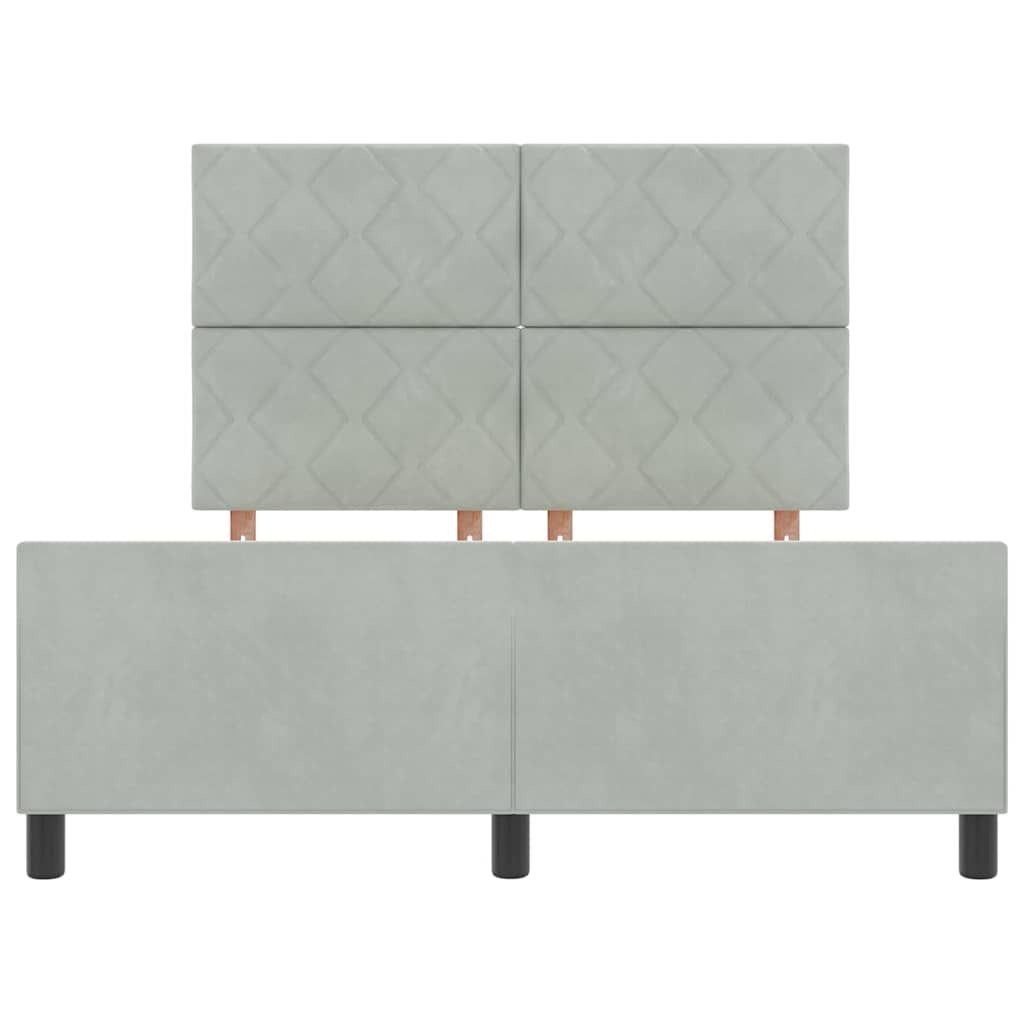 Letto a molle con testiera Grigio chiaro 140 x 190 cm Velluto