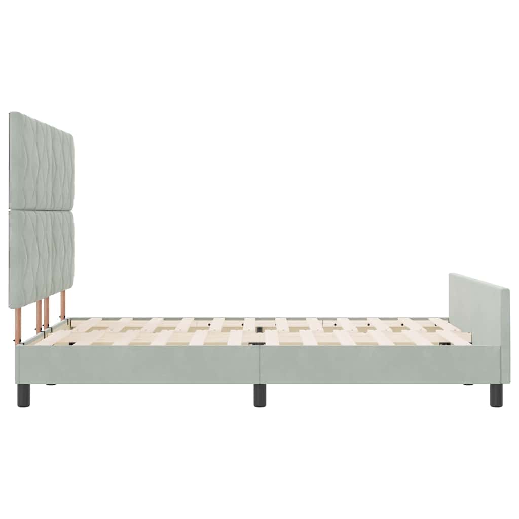 Letto a molle con testiera Grigio chiaro 140 x 190 cm Velluto