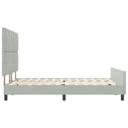 Letto a molle con testiera Grigio chiaro 140 x 190 cm Velluto