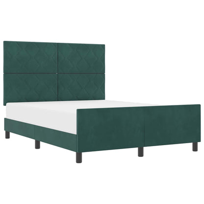 Letto a molle con testiera Verde Scuro 140 x 190 cm Velluto