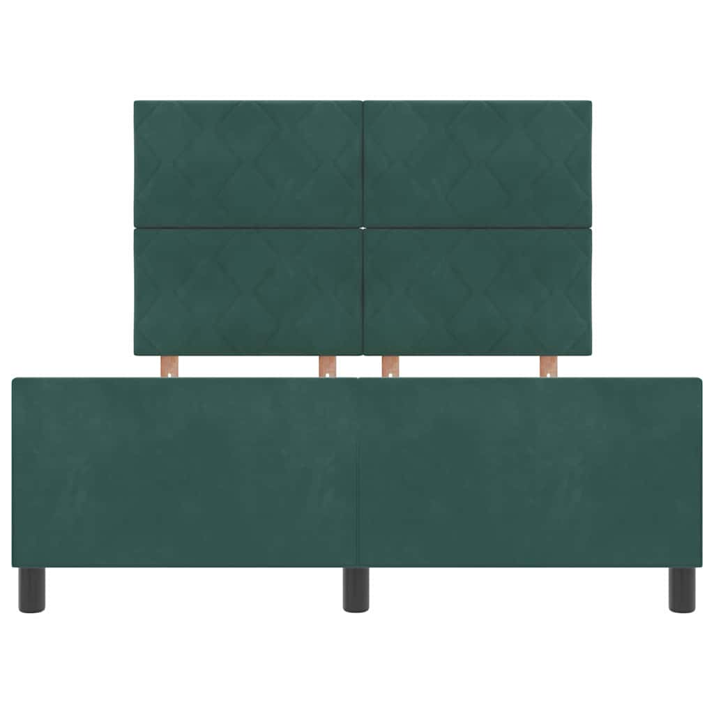 Letto a molle con testiera Verde Scuro 140 x 190 cm Velluto