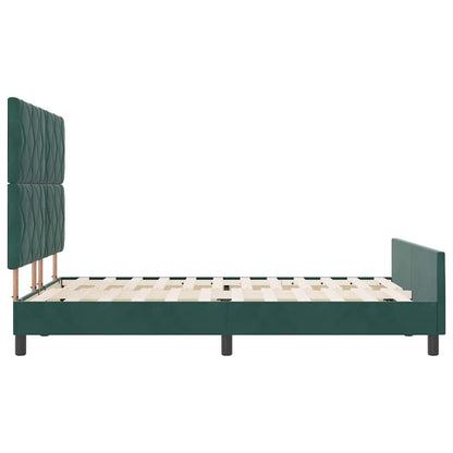 Letto a molle con testiera Verde Scuro 140 x 190 cm Velluto