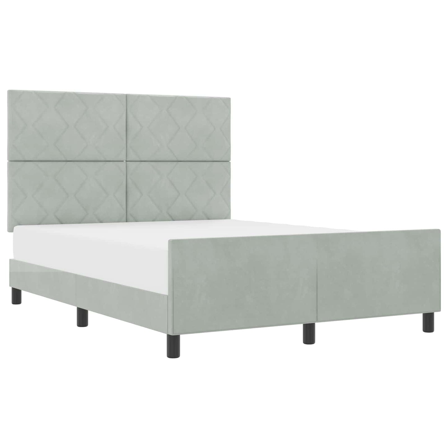 Letto a molle con testiera Grigio chiaro 140 x 200 cm Velluto