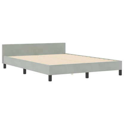 Letto a molle con testiera Grigio chiaro 140 x 200 cm Velluto