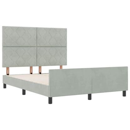Letto a molle con testiera Grigio chiaro 140 x 200 cm Velluto