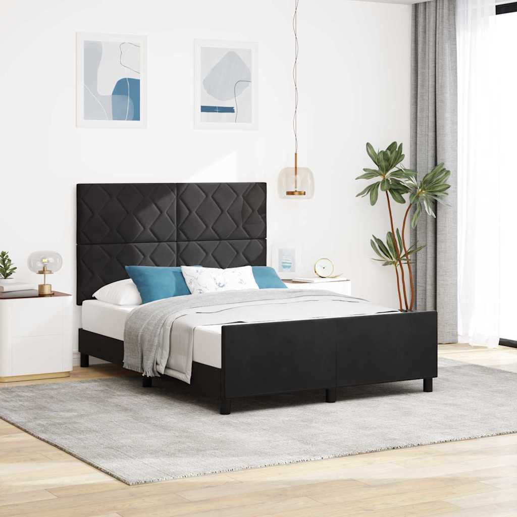 Letto a molle con testiera Nero 140 x 200 cm Velluto | homemem39