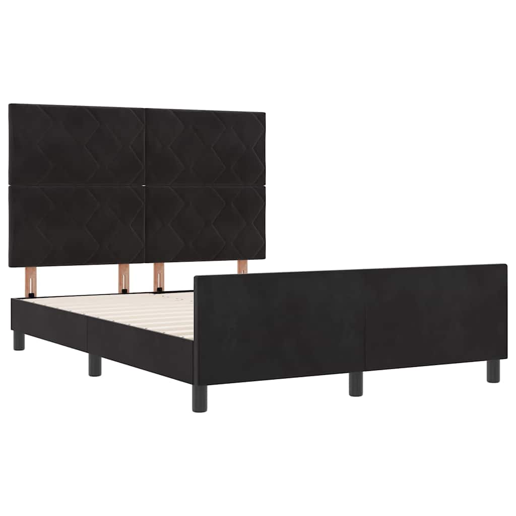 Letto a molle con testiera Nero 140 x 200 cm Velluto | homemem39