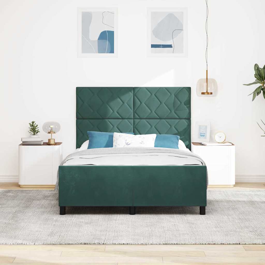 Letto a molle con testiera Verde Scuro 140 x 200 cm Velluto | homemem39
