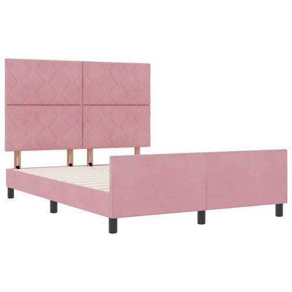 Letto a molle con testiera Rosa 140 x 200 cm Velluto | homemem39