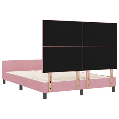 Letto a molle con testiera Rosa 140 x 200 cm Velluto | homemem39