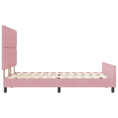 Letto a molle con testiera Rosa 140 x 200 cm Velluto | homemem39