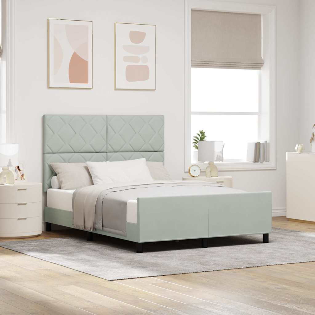 Letto a molle con testiera Grigio chiaro 160 x 200 cm Velluto | homemem39