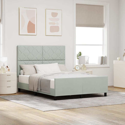 Letto a molle con testiera Grigio chiaro 160 x 200 cm Velluto | homemem39
