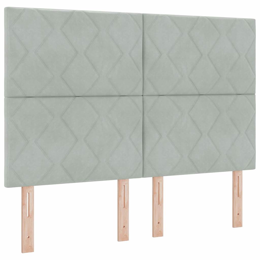 Letto a molle con testiera Grigio chiaro 160 x 200 cm Velluto | homemem39