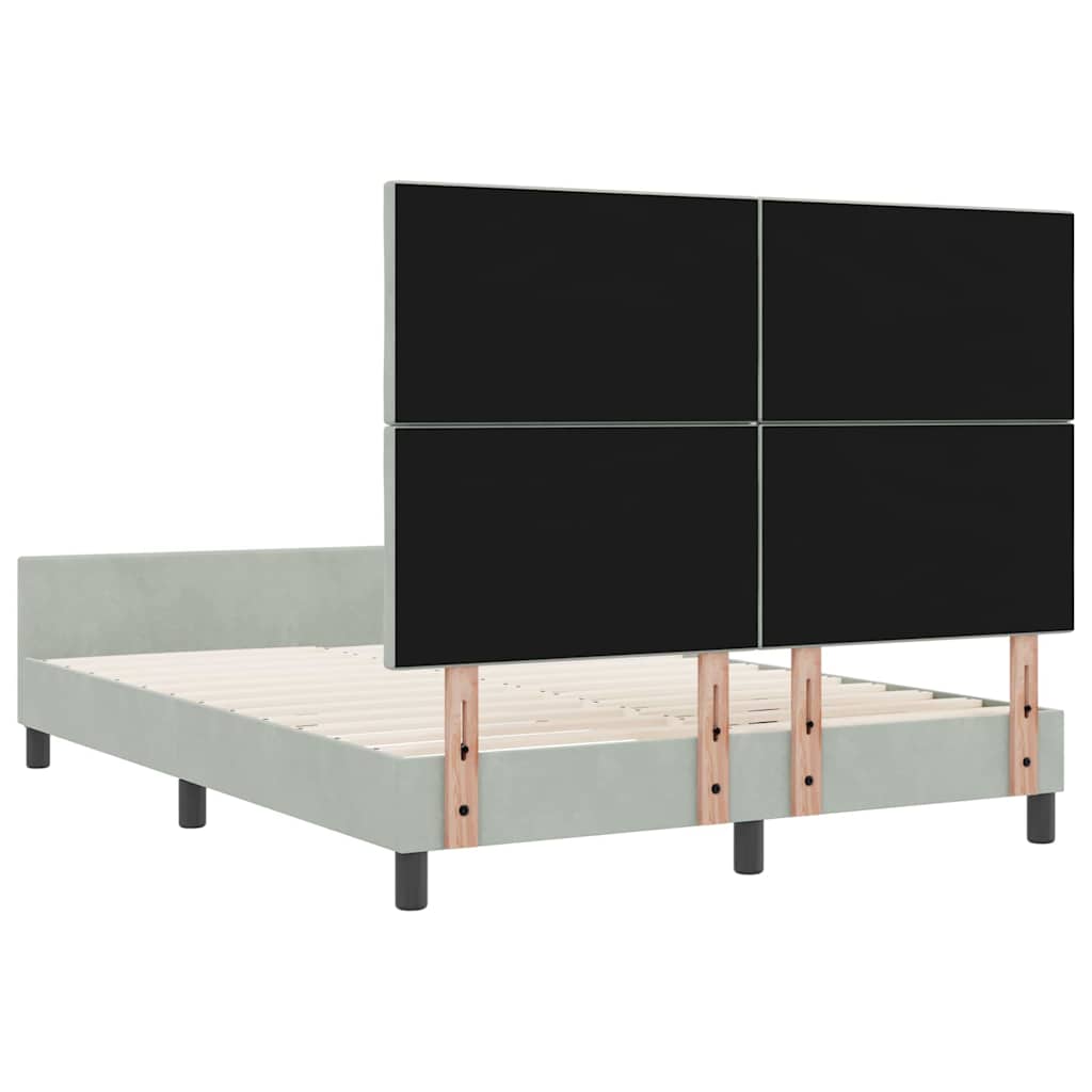 Letto a molle con testiera Grigio chiaro 160 x 200 cm Velluto | homemem39