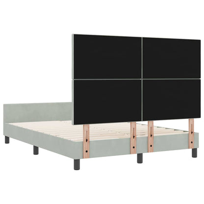 Letto a molle con testiera Grigio chiaro 160 x 200 cm Velluto | homemem39