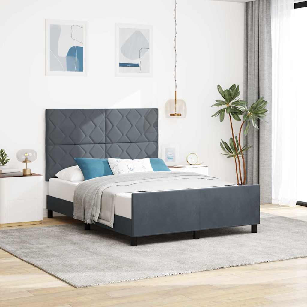 Letto a molle con testiera Grigio scuro 160 x 200 cm Velluto