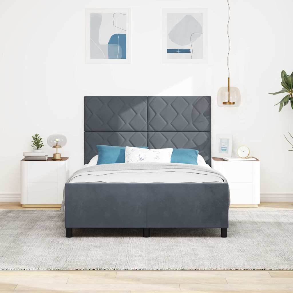 Letto a molle con testiera Grigio scuro 160 x 200 cm Velluto | homemem39