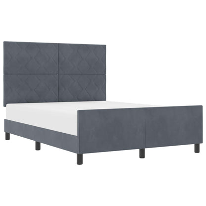 Letto a molle con testiera Grigio scuro 160 x 200 cm Velluto