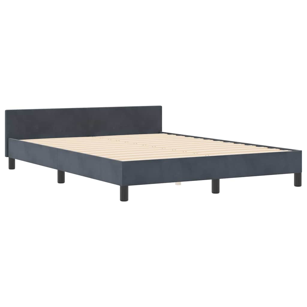Letto a molle con testiera Grigio scuro 160 x 200 cm Velluto | homemem39