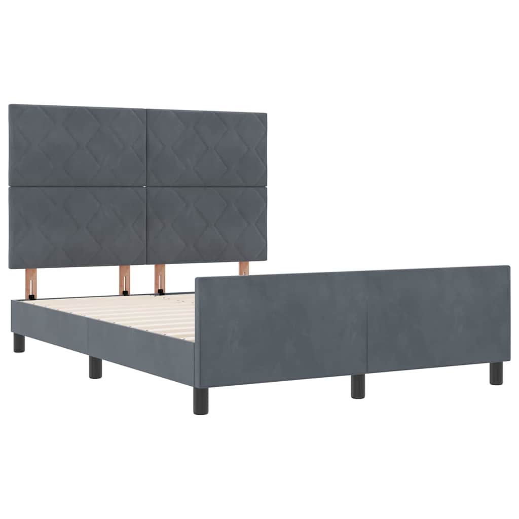Letto a molle con testiera Grigio scuro 160 x 200 cm Velluto | homemem39