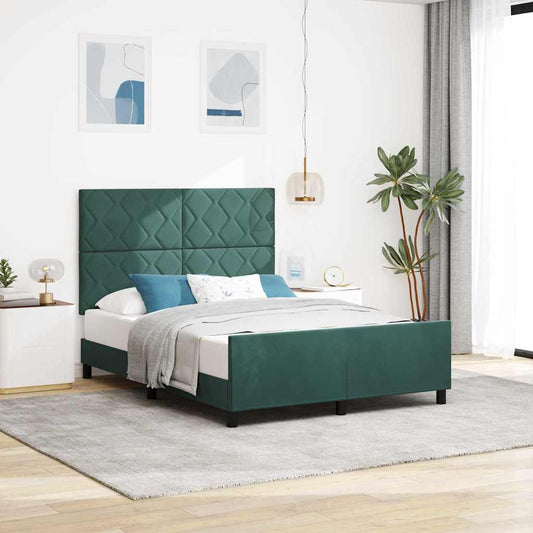 Letto a molle con testiera Verde Scuro 160 x 200 cm Velluto