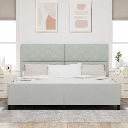 Letto a molle con testiera Grigio chiaro 200 x 200 cm Velluto