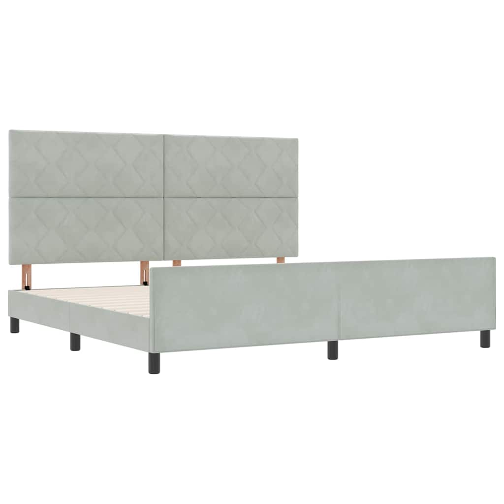 Letto a molle con testiera Grigio chiaro 200 x 200 cm Velluto