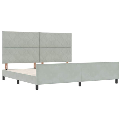 Letto a molle con testiera Grigio chiaro 200 x 200 cm Velluto