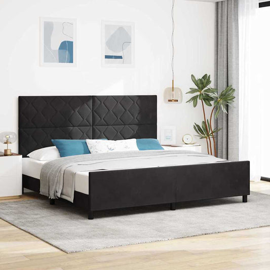 Letto a molle con testiera Nero 200 x 200 cm Velluto