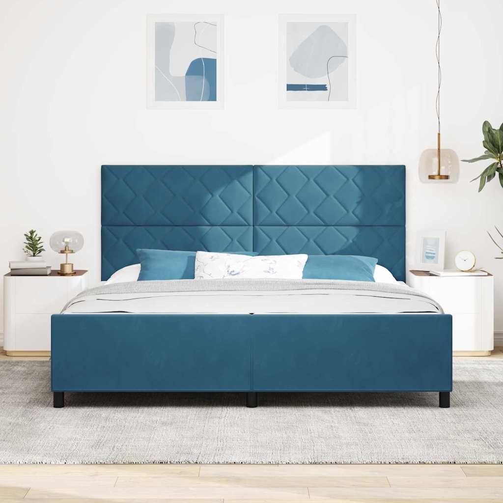Letto a molle con testiera Blu Scuro 200 x 200 cm Velluto | homemem39