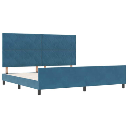 Letto a molle con testiera Blu Scuro 200 x 200 cm Velluto | homemem39