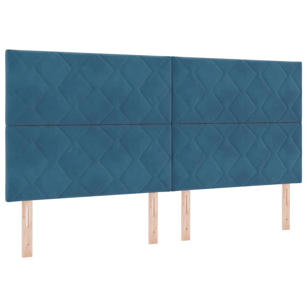 Letto a molle con testiera Blu Scuro 200 x 200 cm Velluto | homemem39