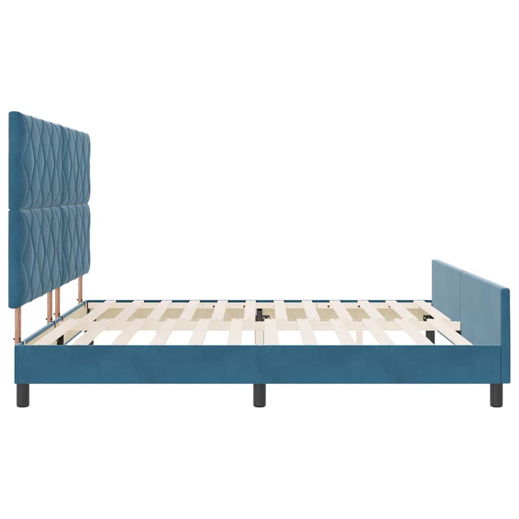 Letto a molle con testiera Blu Scuro 200 x 200 cm Velluto | homemem39