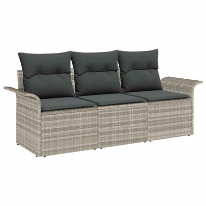 Set Divano da Giardino 3 pcs Grigio chiaro Poly Rattan | homemem39