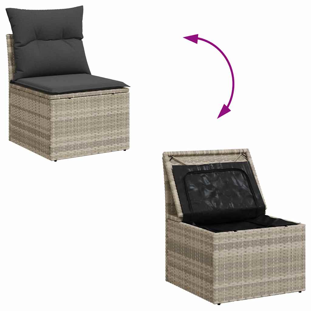Set Divano da Giardino 3 pcs Grigio chiaro Poly Rattan | homemem39