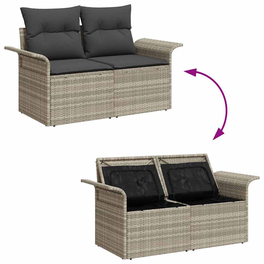 Set Divano da Giardino 3 pcs Grigio chiaro Poly Rattan | homemem39