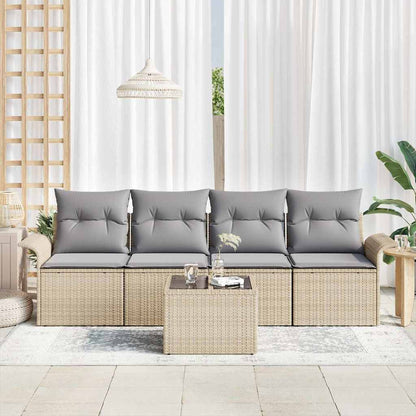 Set Divano da Giardino 5 pcs Beige e grigio polyrattan