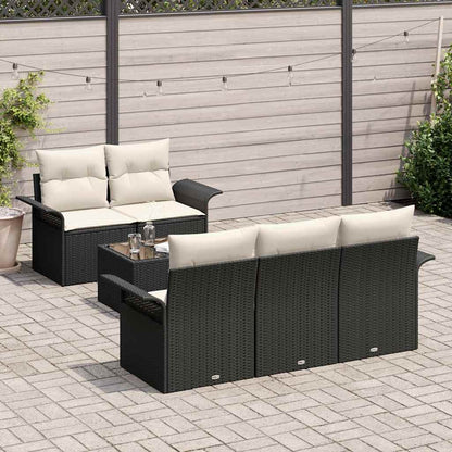 Set Divano da Giardino 6 pcs Nero e Crema 55 x 55 x 37 cm