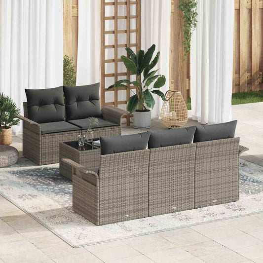 Set Divano da Giardino con cuscino 6 pcs Grigio 55 x 55 x 37 cm