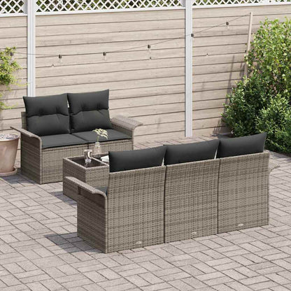 Set Divano da Giardino con cuscino 6 pcs Grigio 55 x 55 x 37 cm