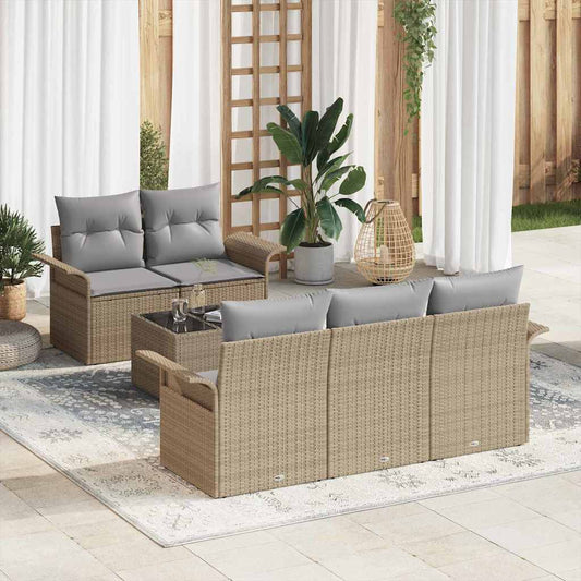 Set Divano da Giardino 6 pcs Beige e grigio 55 x 55 x 37 cm